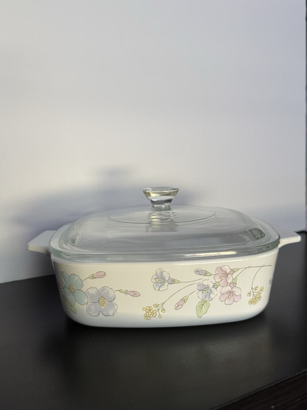 Corning Ware Pastel Bouquet 1 liter A-1-B Casserole Dish w/ Original Pyrex Lid